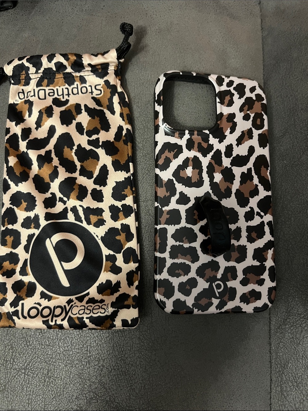 Loopy Case Leopard Print Phone Case with Finger Loop - Brown/Black/White